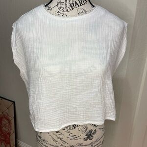Wildfox Sleeveless Box Cropped Top with Beading at Neck